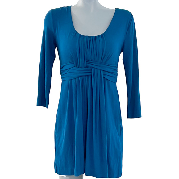 SOMA LIVE LOUNGE WEAR POSEIDON BLUE SOFT JERSEY WRAPPED WAIST TUNIC TOP DRESS XS - Picture 1 of 5